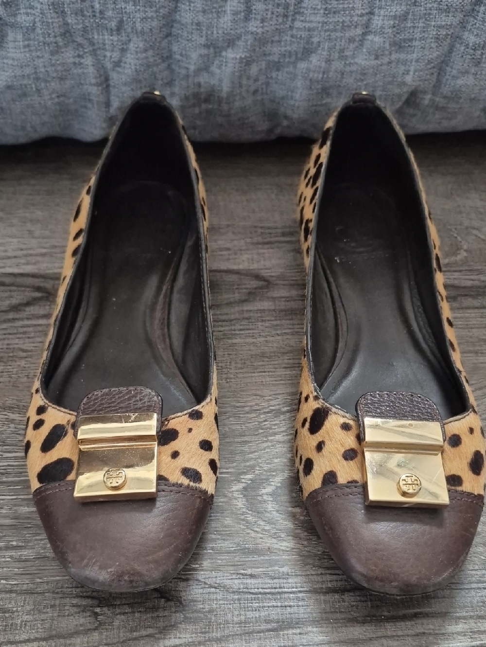 Tory Burch Leopard Print Flats with Gold Hardware
